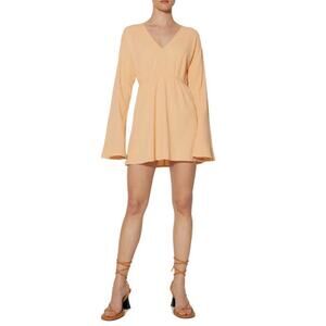 Something New Long Bell Sleeve Cotton Gauze Mini Dress Peach Orange Coverup Sz M